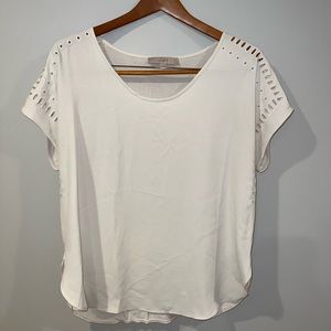 COPY - LOFT Off-White Silky Top With Cut Out Details Size Medium